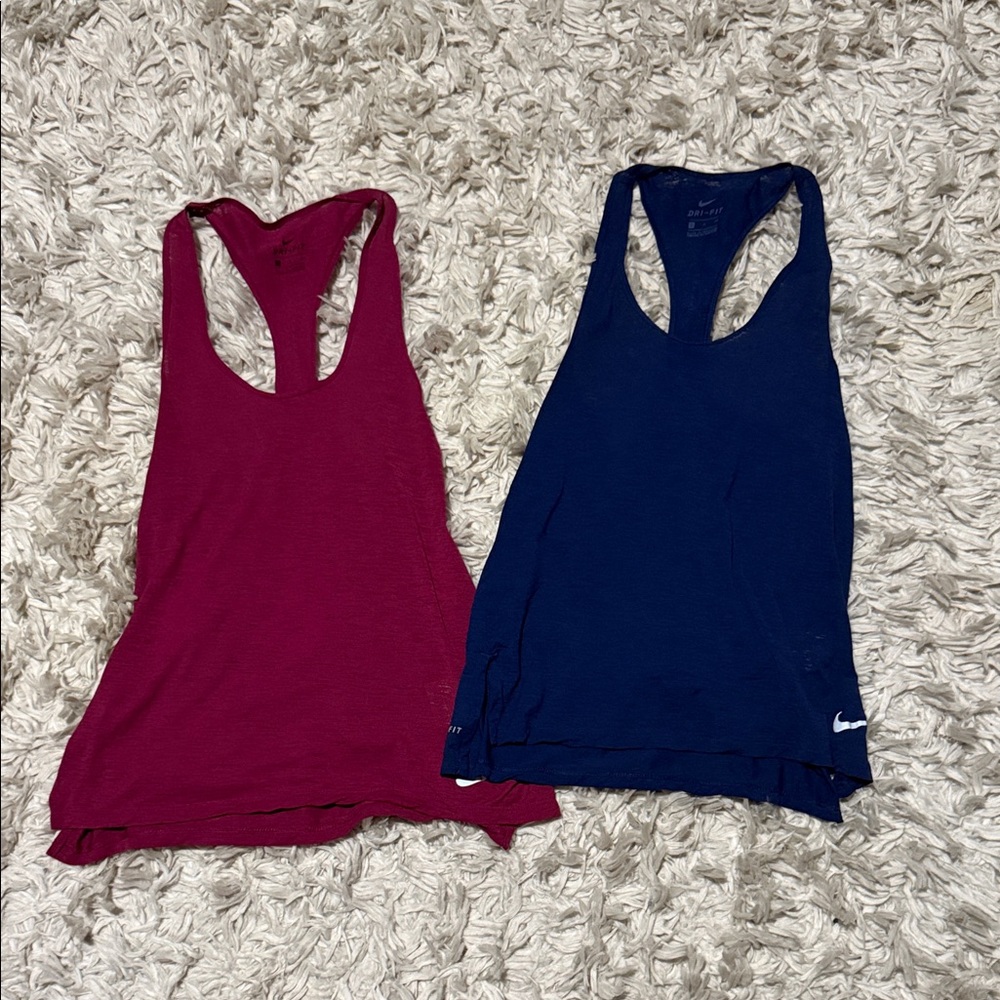 Nike Women's Tank Tops - Burgundy and Navy